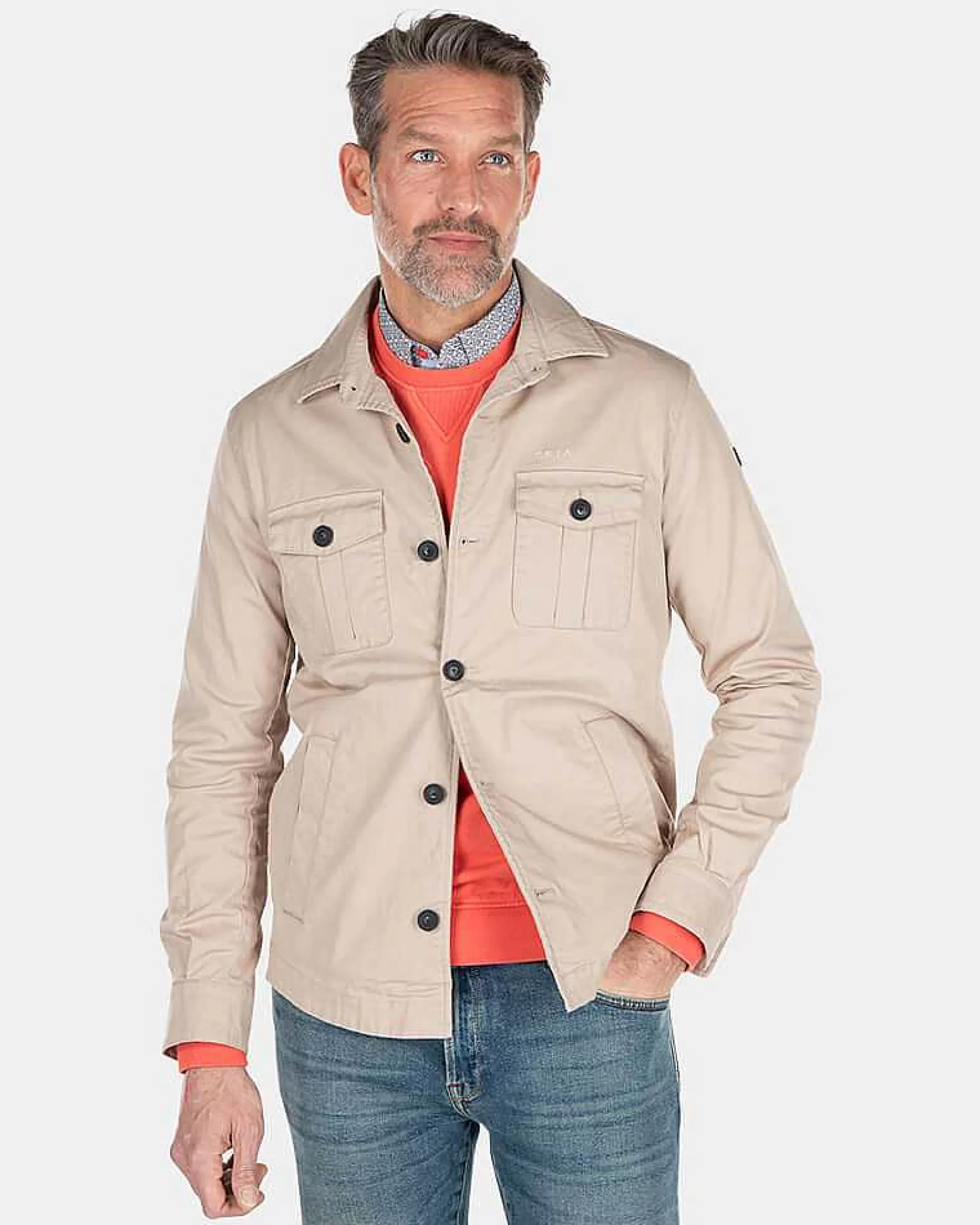 Discount NZA New Zealand Auckland Baumwoll-Overshirt-Shimmering Sand