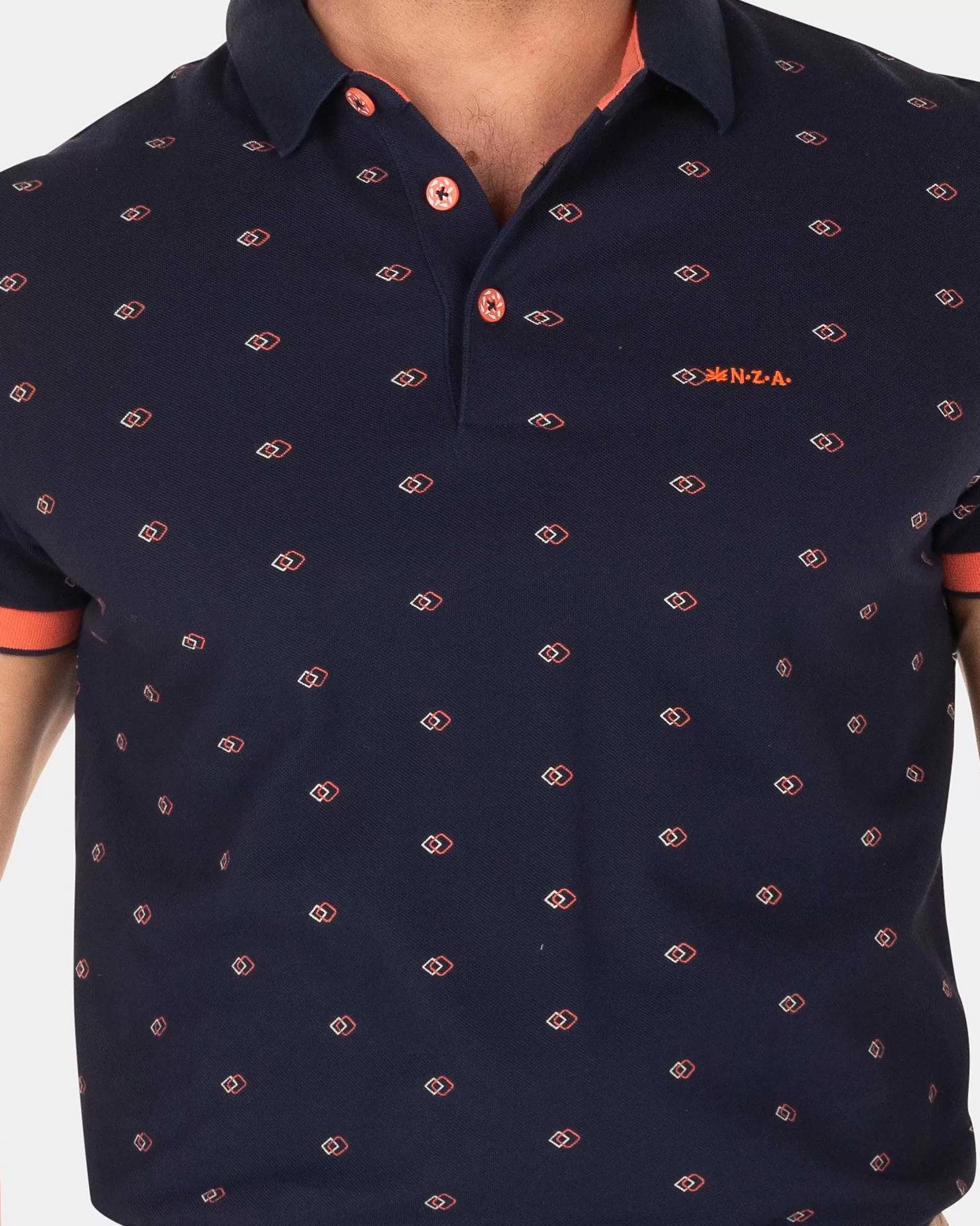 New NZA New Zealand Auckland Baumwollpolo Mit Punkten-Traditional Navy
