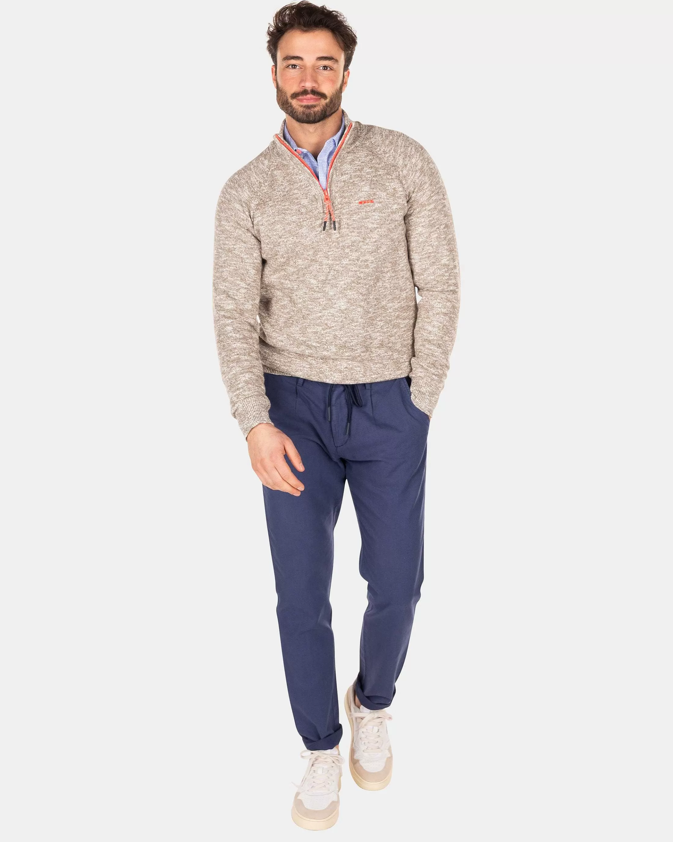 Outlet NZA New Zealand Auckland Baumwollpullover Mit Reisverschluss-Misty Army