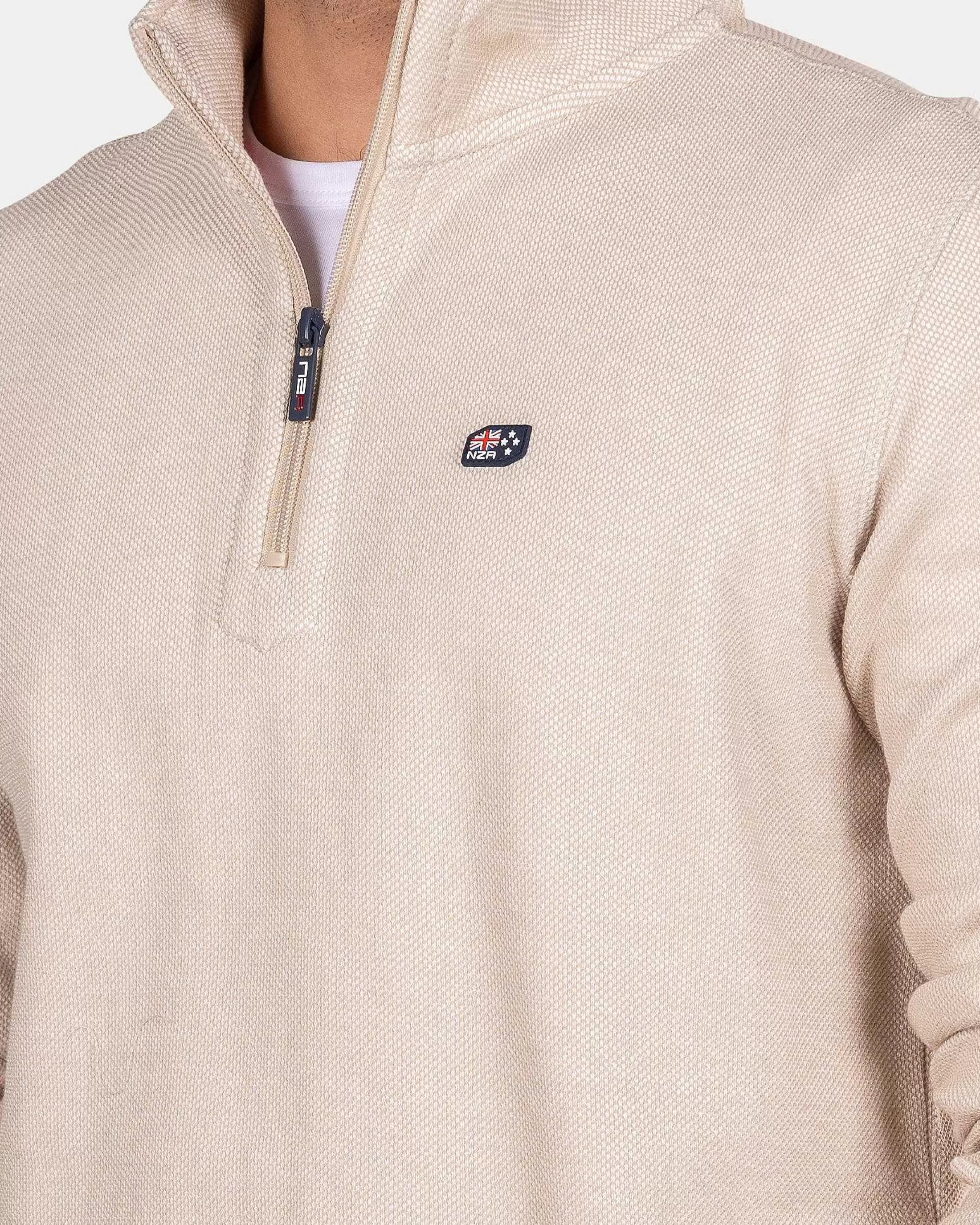 New NZA New Zealand Auckland Baumwollpullover Mit Reisverschluss-Shimmering Sand