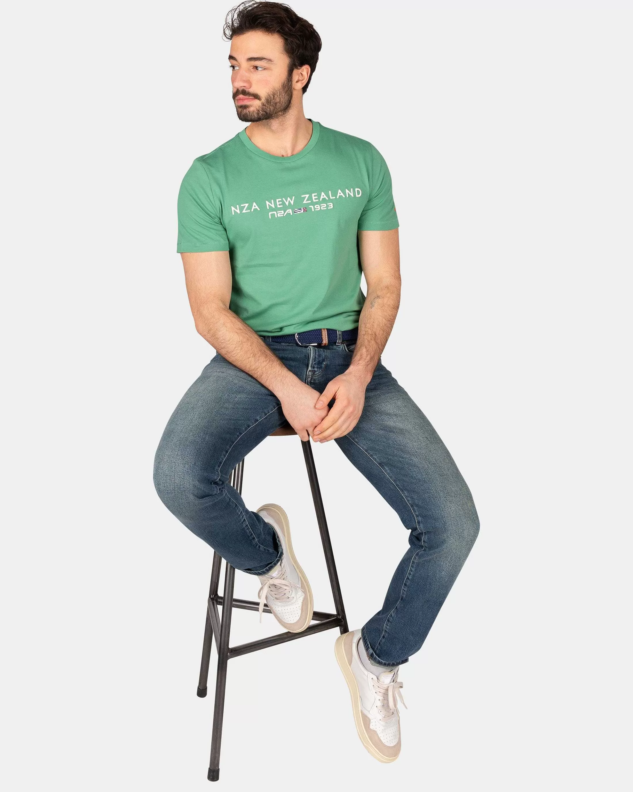 Online NZA New Zealand Auckland Baumwoll-T-Shirt Mit Logo-Amazon Green