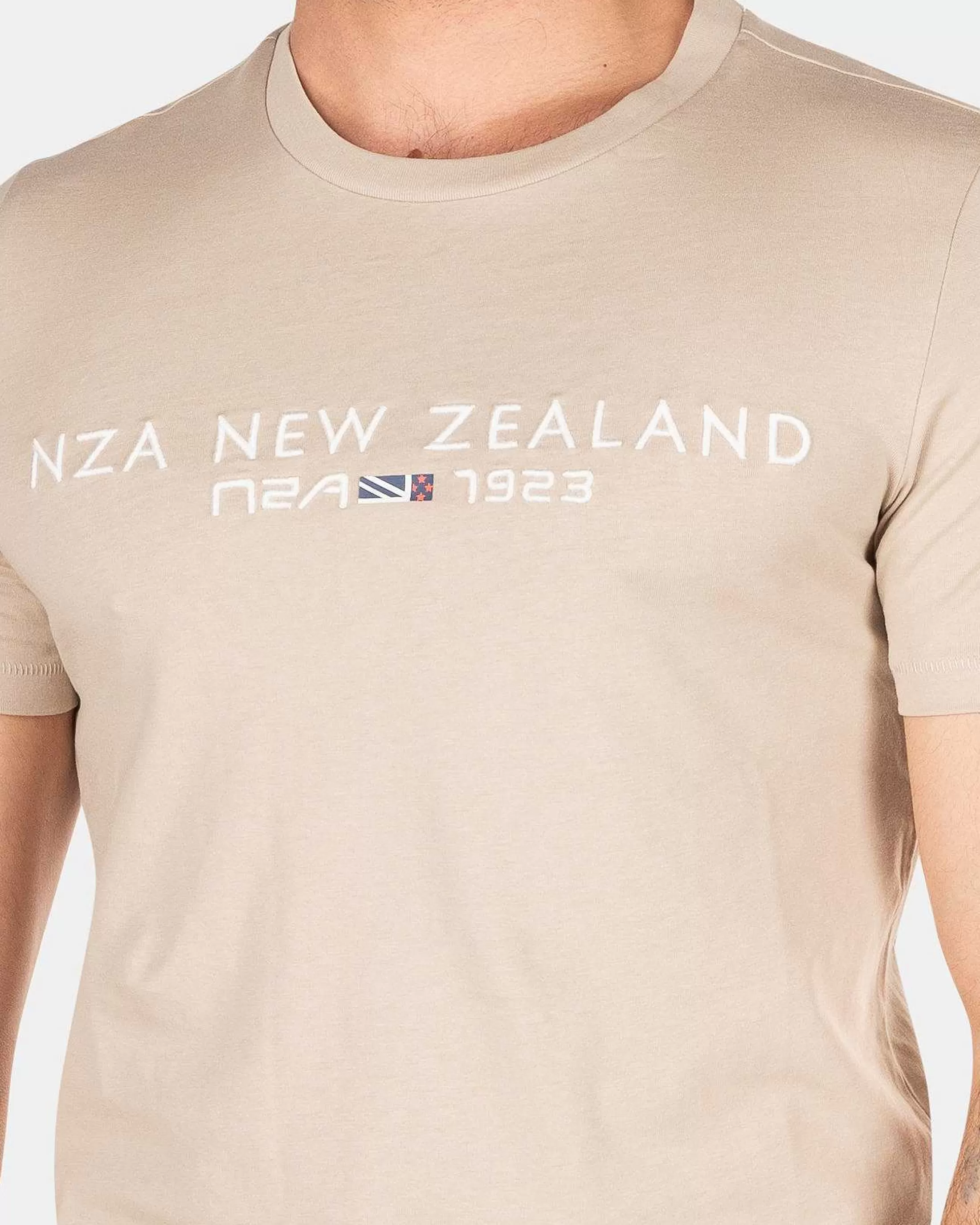 New NZA New Zealand Auckland Baumwoll-T-Shirt Mit Logo-Shimmering Sand