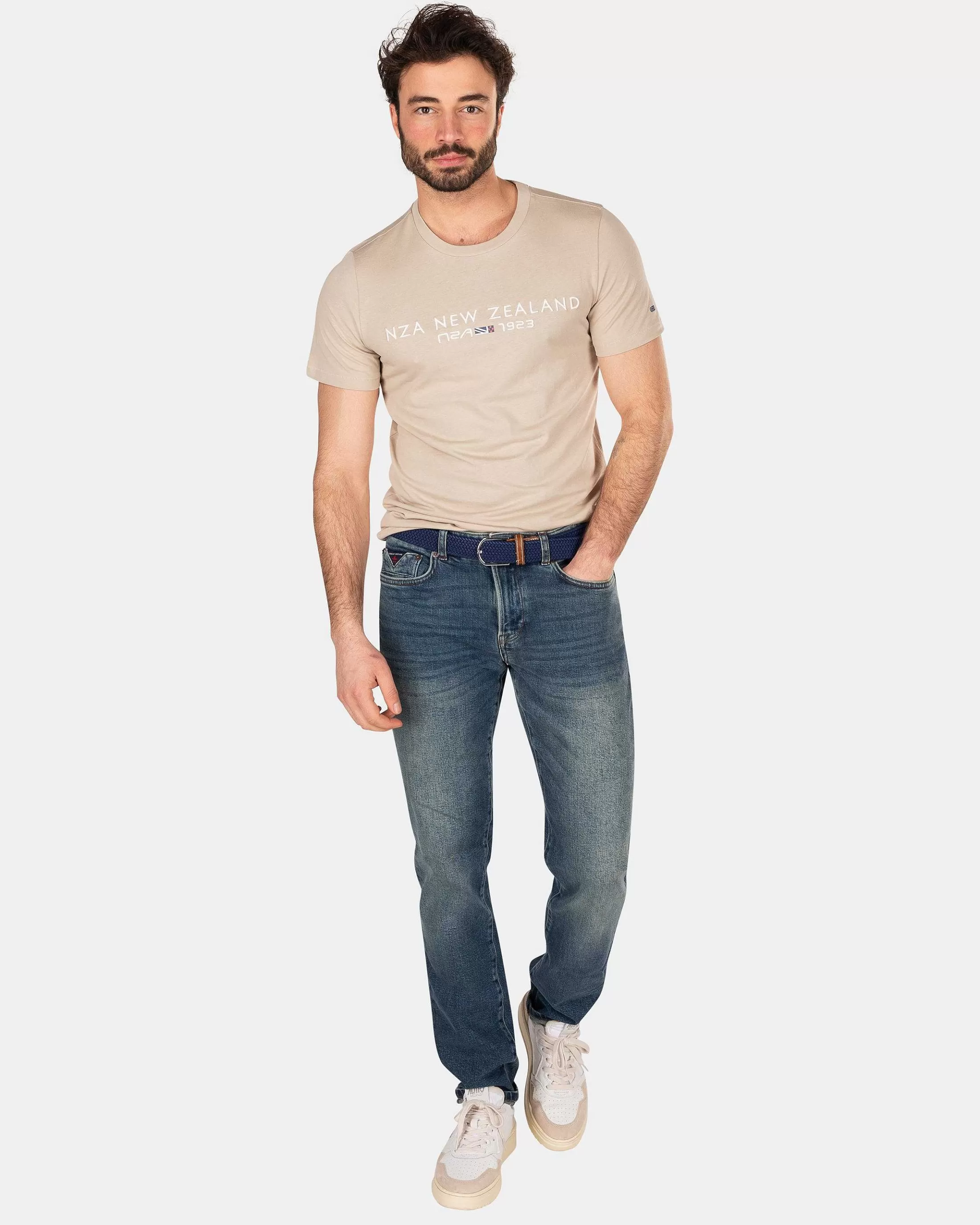 New NZA New Zealand Auckland Baumwoll-T-Shirt Mit Logo-Shimmering Sand