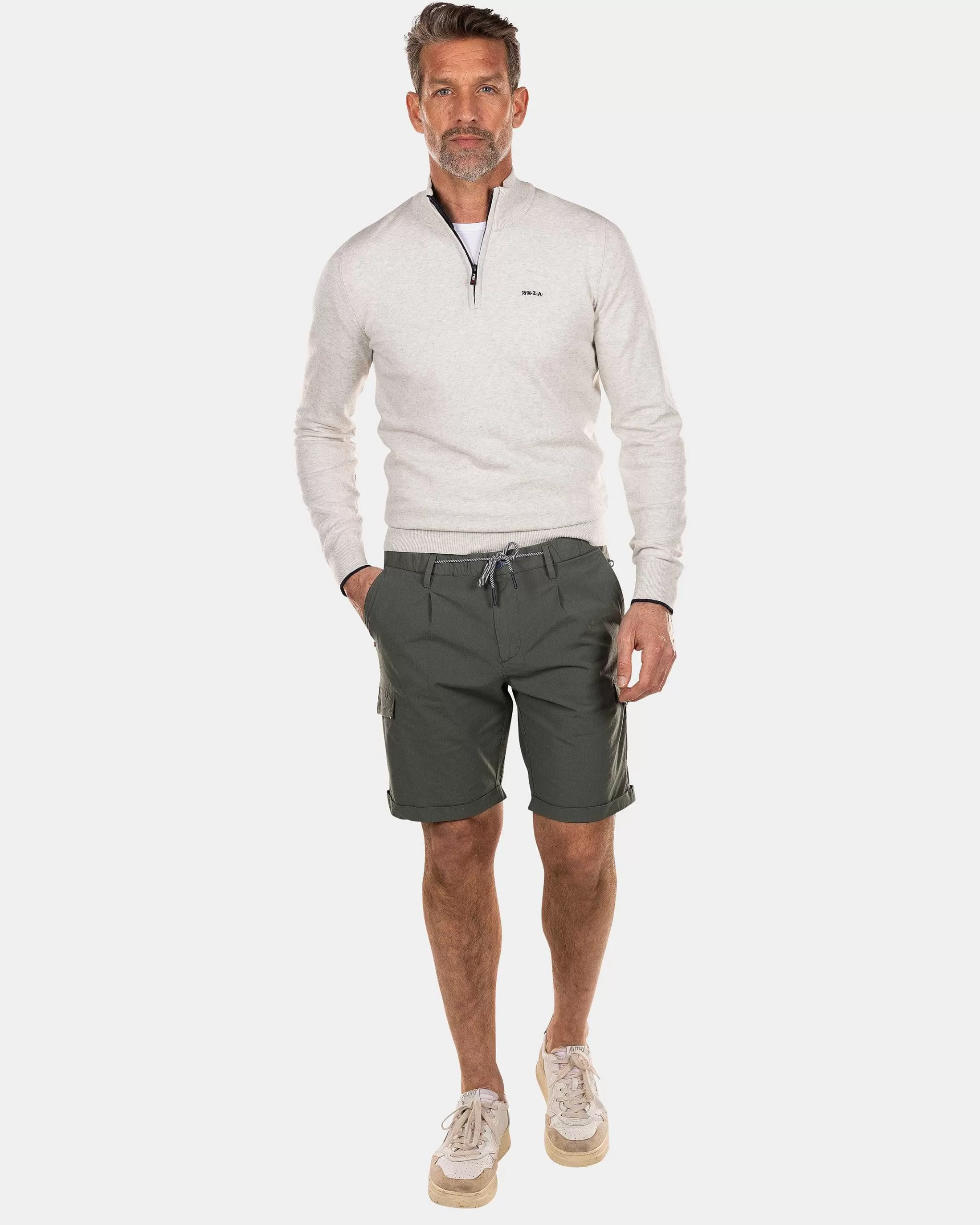 Flash Sale NZA New Zealand Auckland Einfarbiger Pullover Mit Reisverschluss-Cream Melange