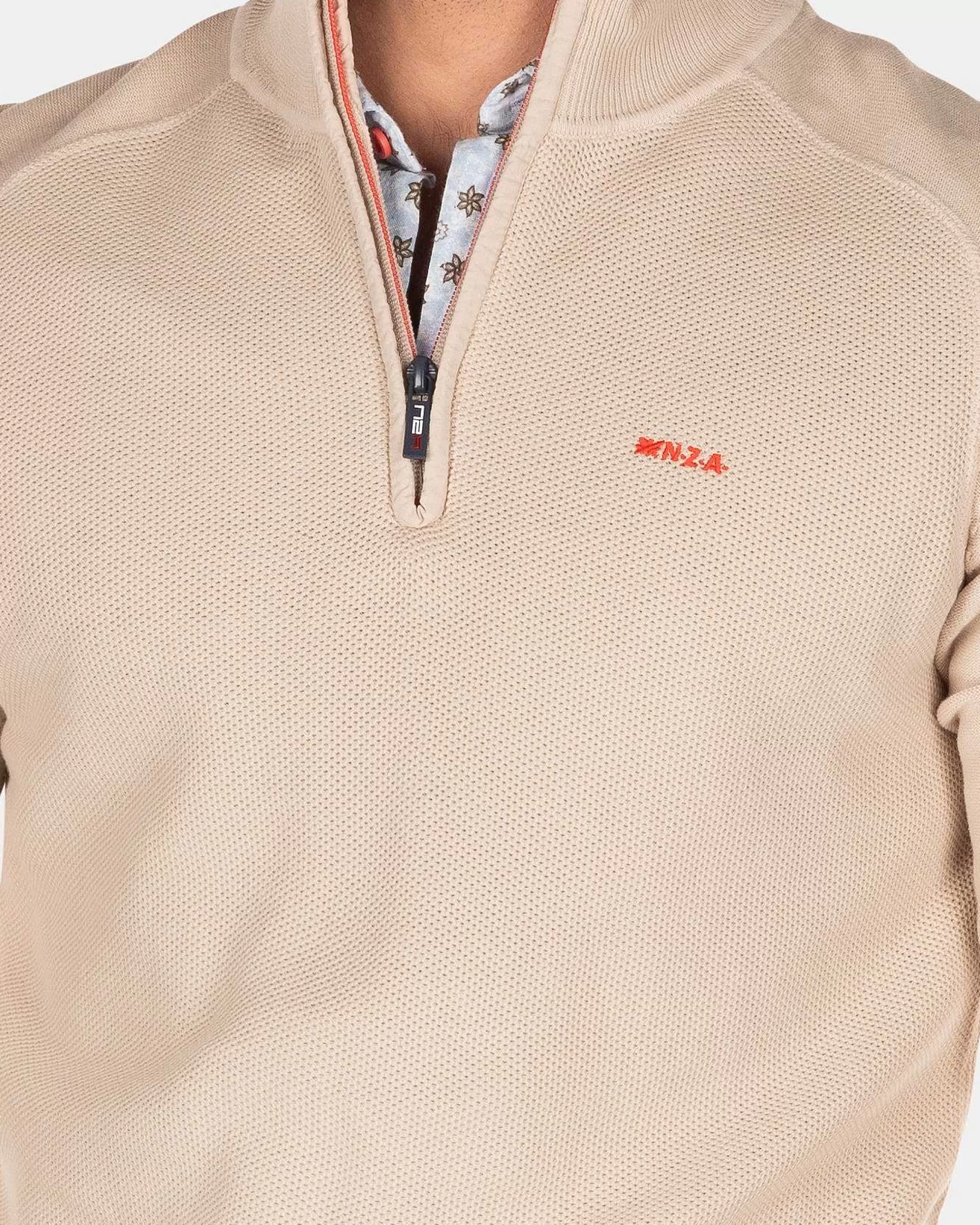 Best NZA New Zealand Auckland Einfarbiger Pullover Mit Reisverschluss-Shimmering Sand