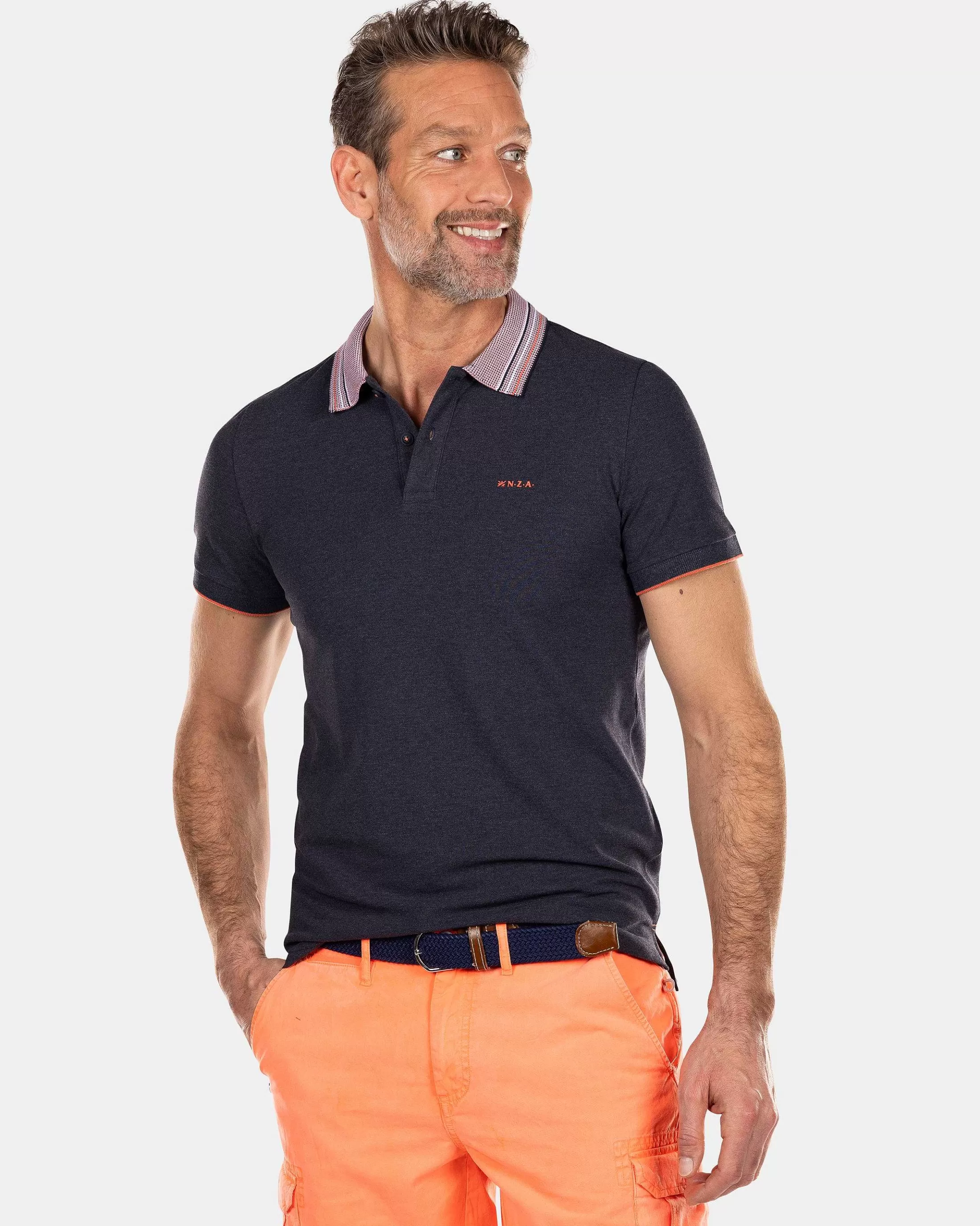 Online NZA New Zealand Auckland Einfarbiges Poloshirt Mit Kurzen Armeln-Traditional Navy