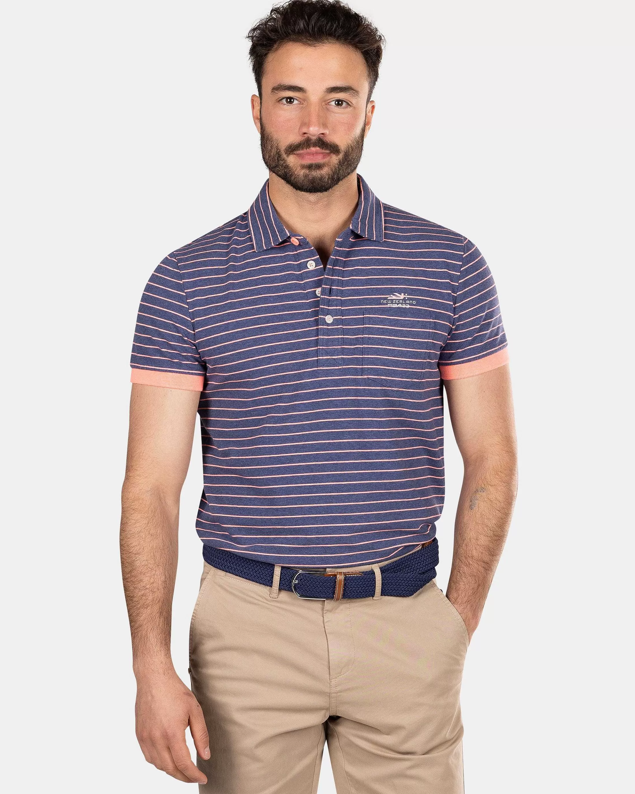 Cheap NZA New Zealand Auckland Gestreiftes Baumwollpolo-Dusk Navy