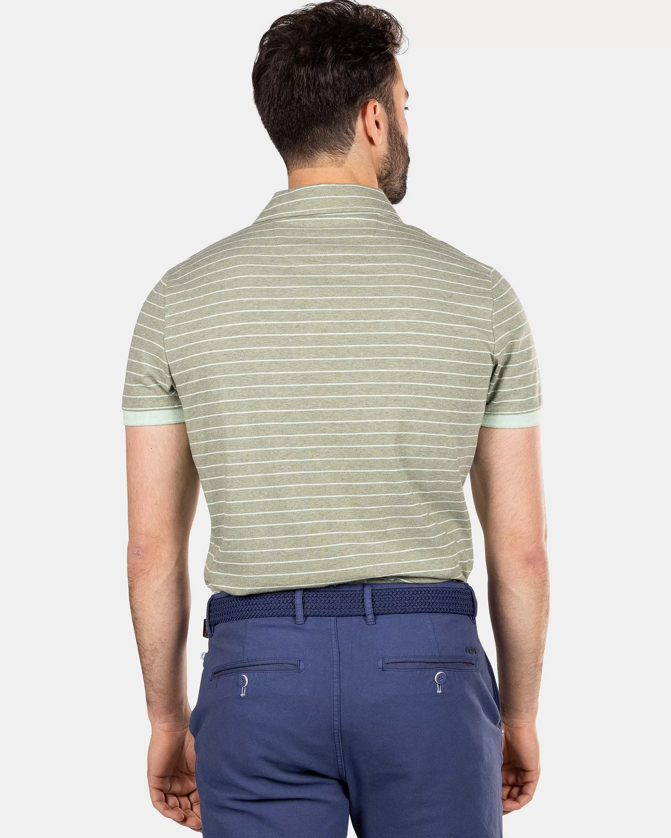 Online NZA New Zealand Auckland Gestreiftes Baumwollpolo-Mellow Army