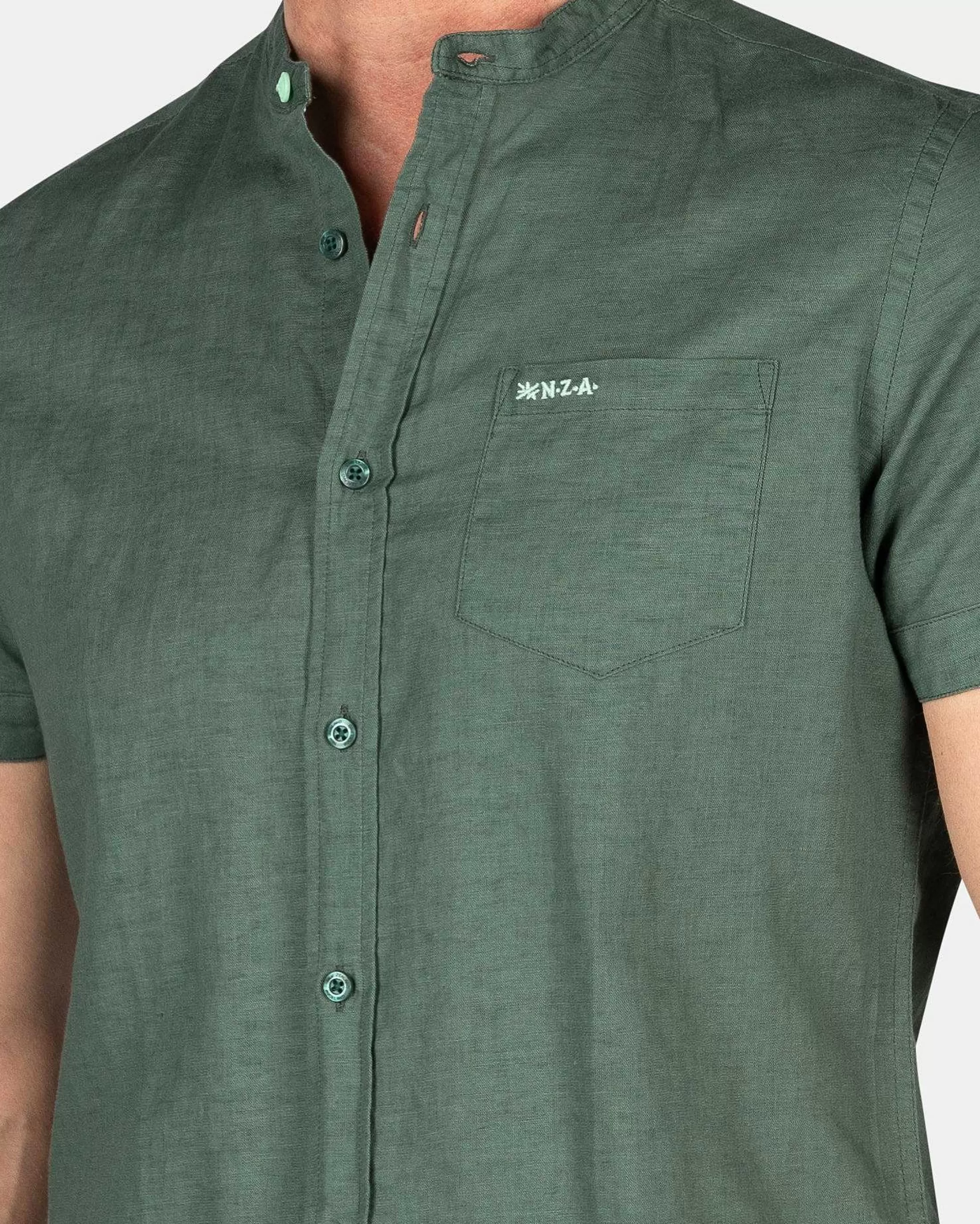 Cheap NZA New Zealand Auckland Kragenloses Hemd Mit Kurzen Armeln-Chalk Green