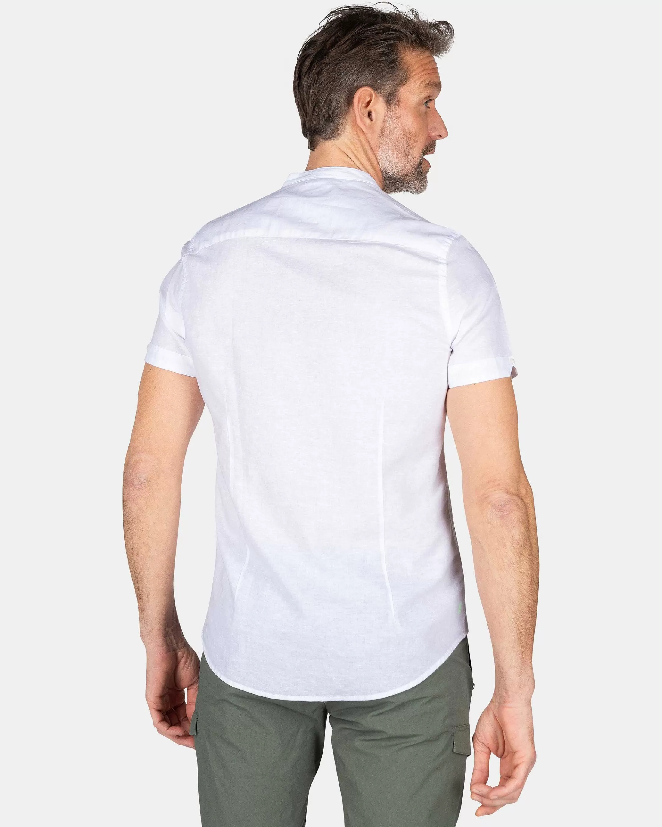 New NZA New Zealand Auckland Kragenloses Hemd Mit Kurzen Armeln-White