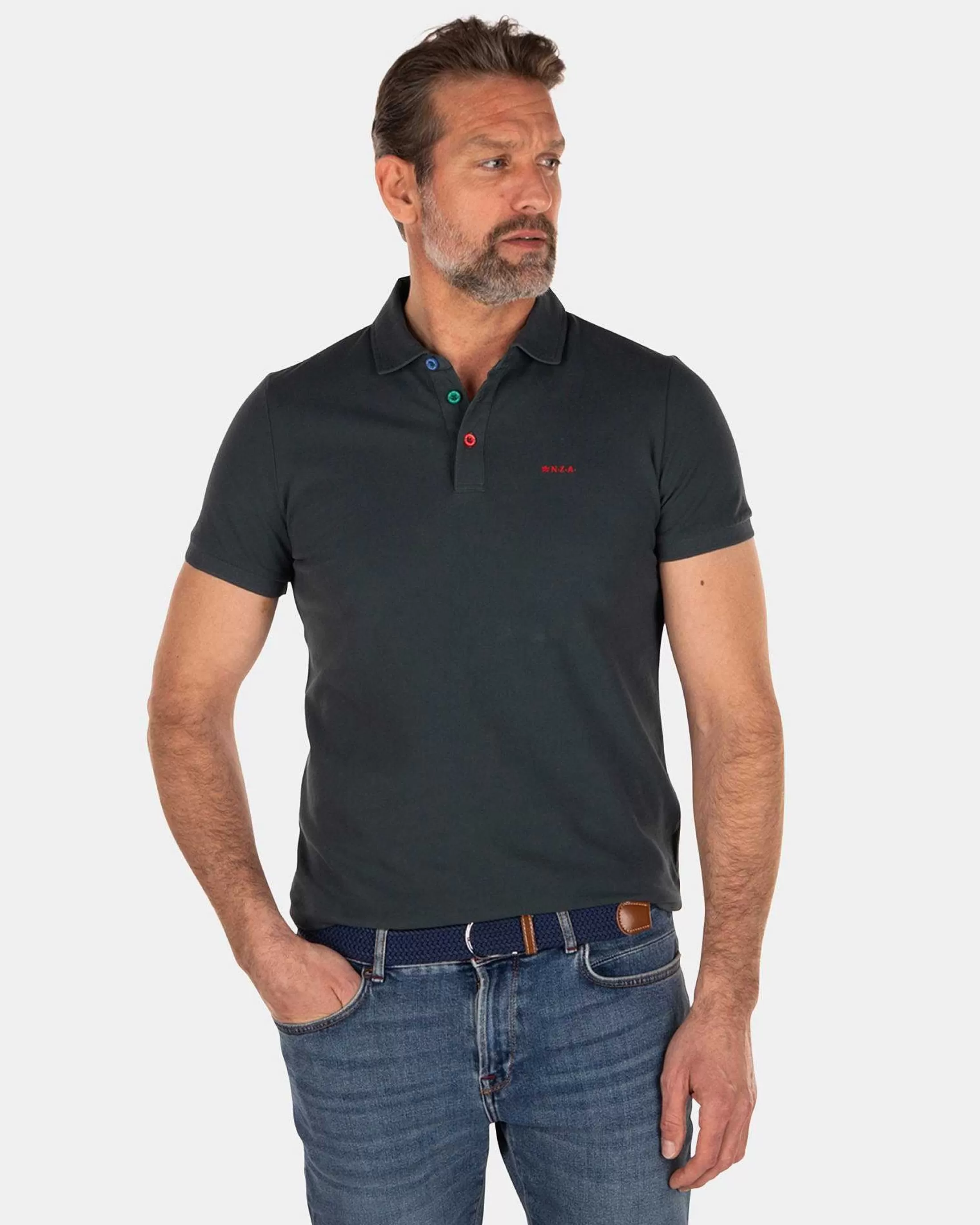 Cheap NZA New Zealand Auckland Nza Heritage Cotton Polo Shirt-Green Grey