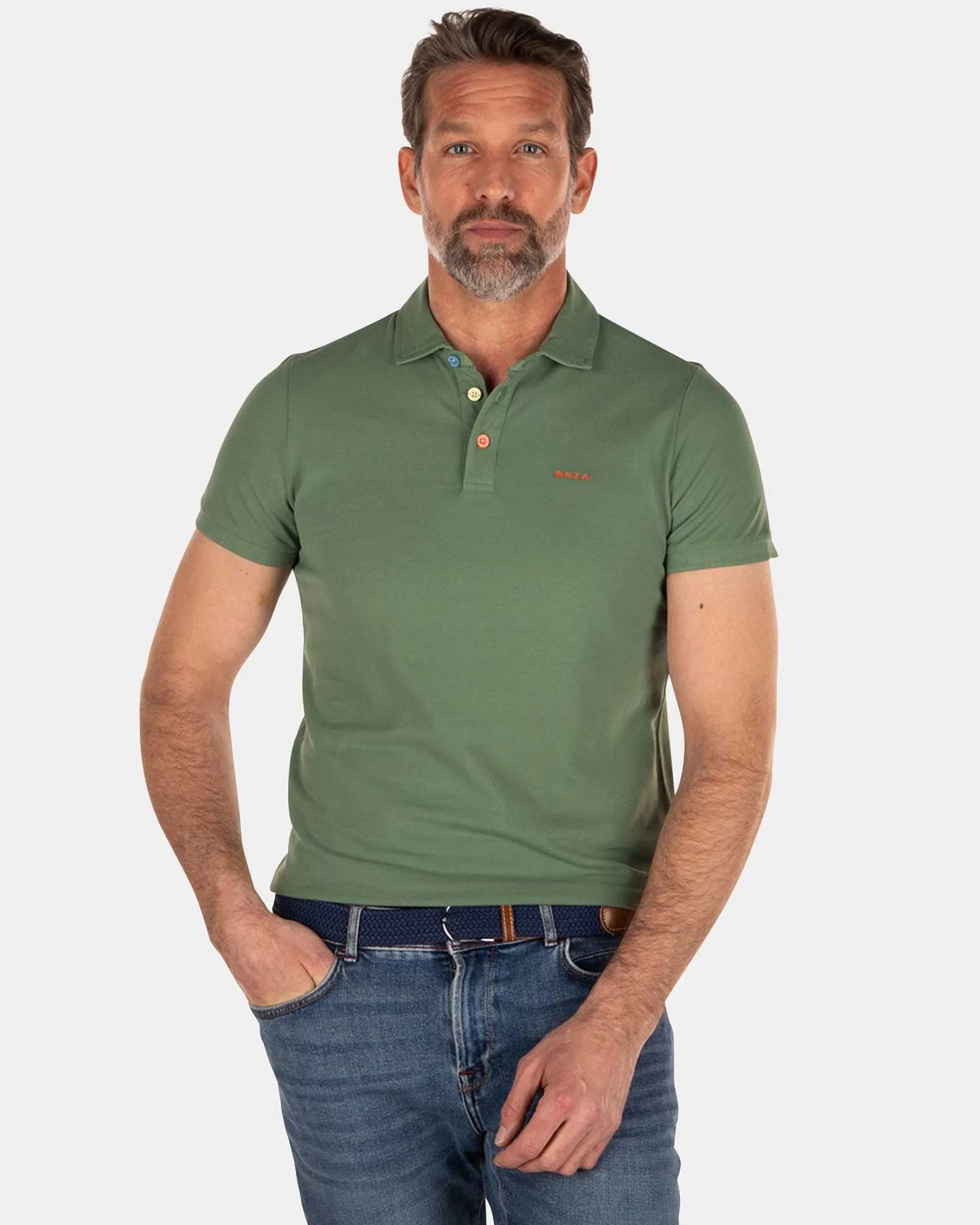 Discount NZA New Zealand Auckland Nza Heritage Polo Shirt-Active Army