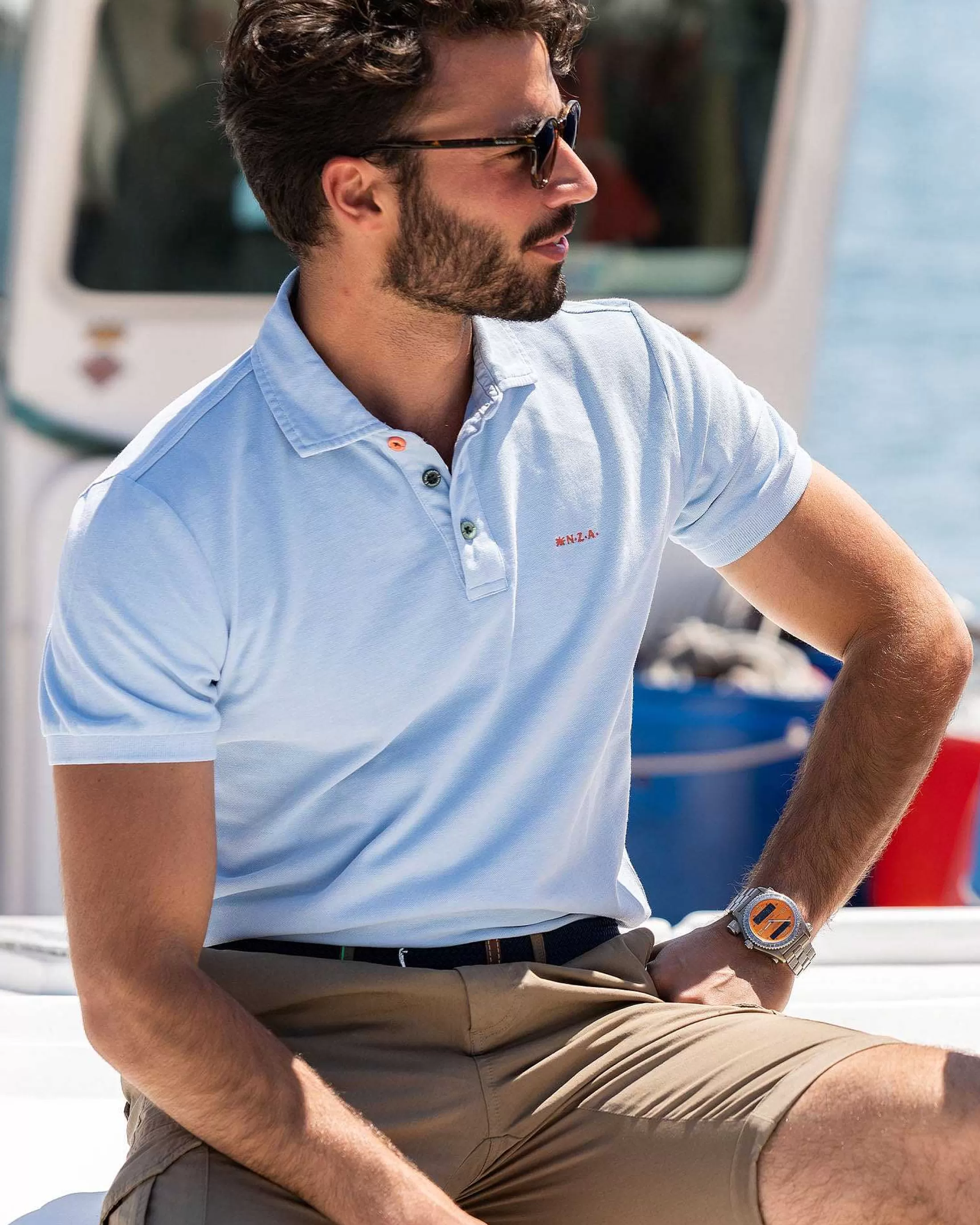 Online NZA New Zealand Auckland Nza Heritage Polo Shirt-Bright Sky
