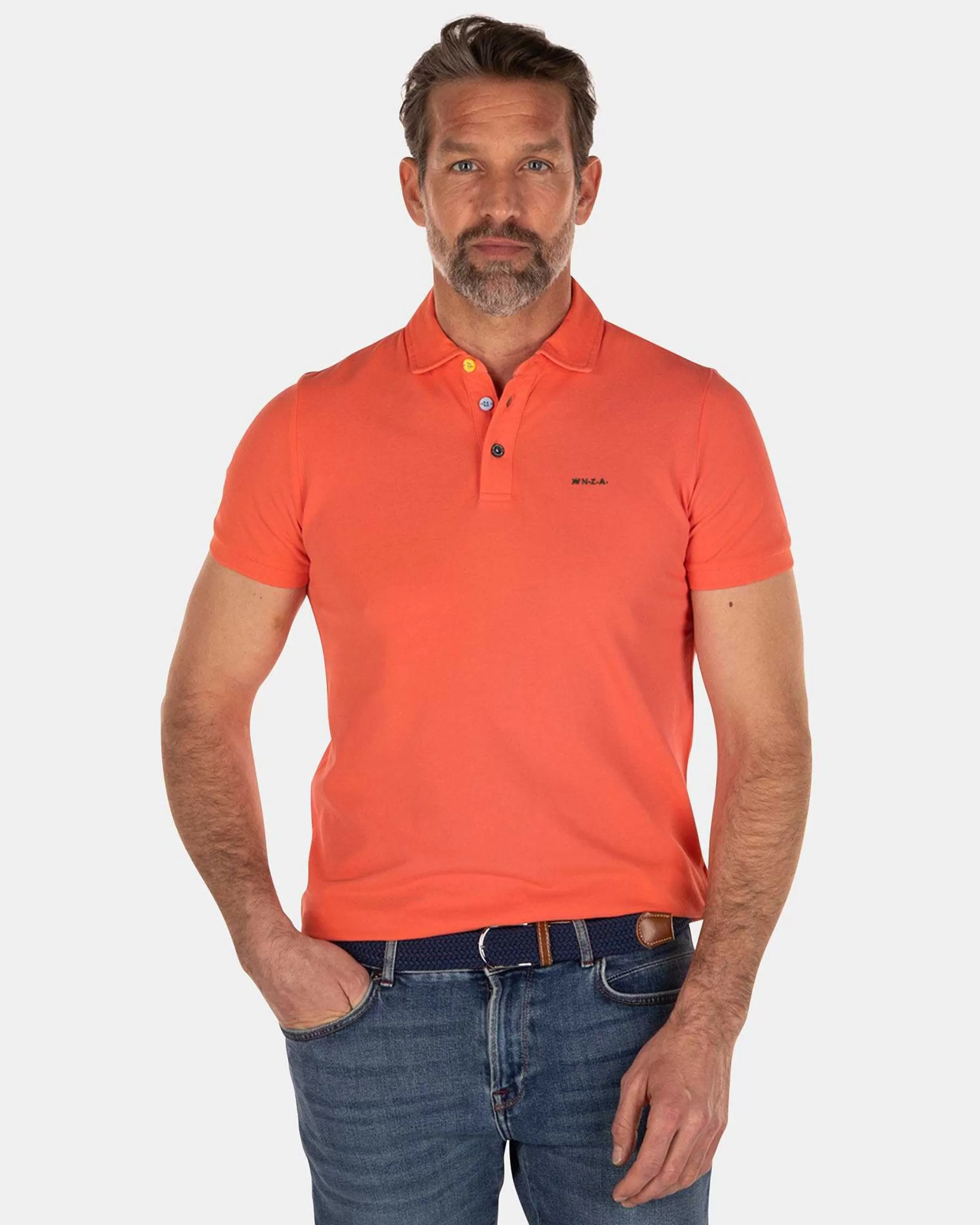 Shop NZA New Zealand Auckland Nza Heritage Polo Shirt-Burned Orange
