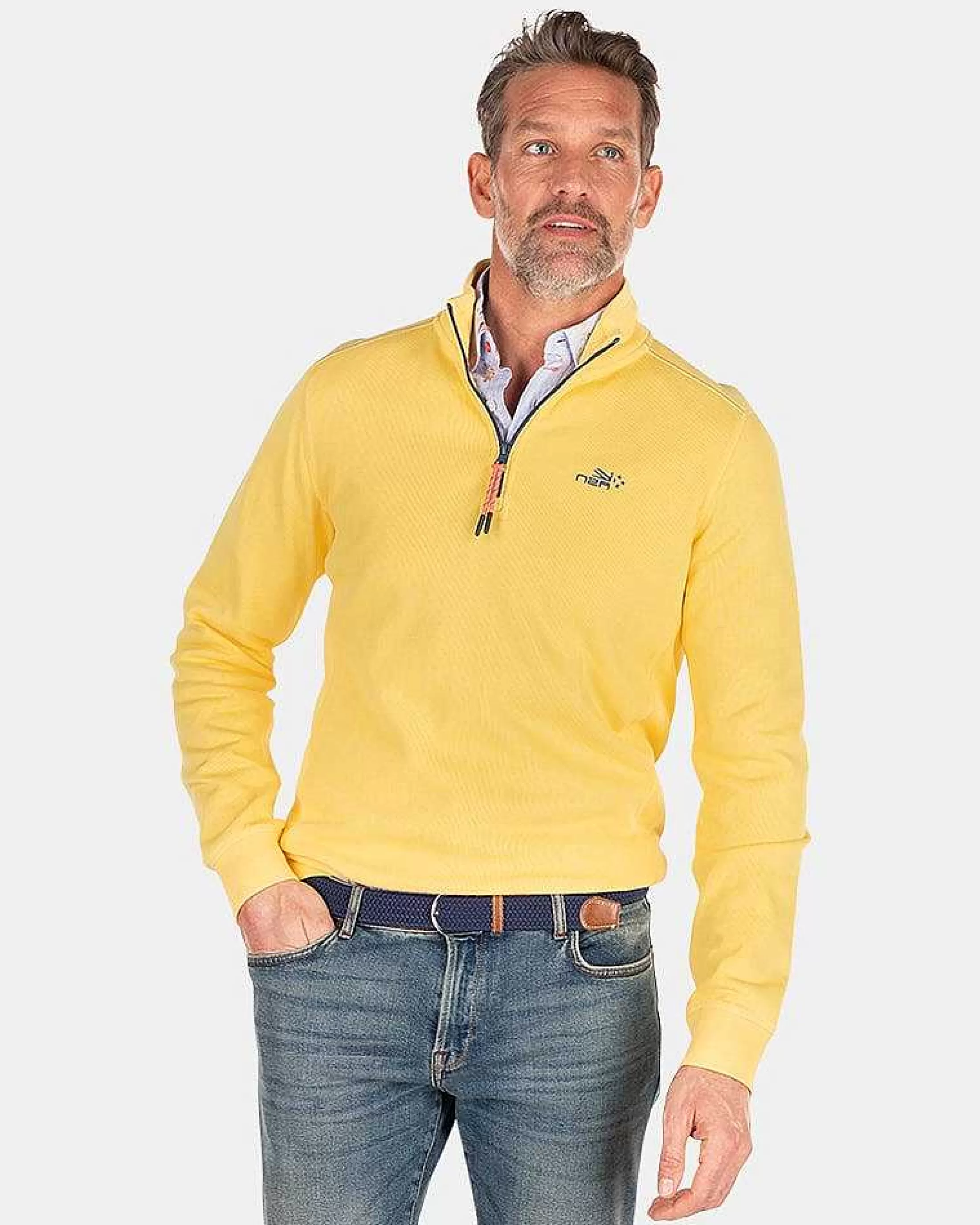 New NZA New Zealand Auckland Schlichter Baumwollpullover Mit Reisverschluss-Iguana Yellow