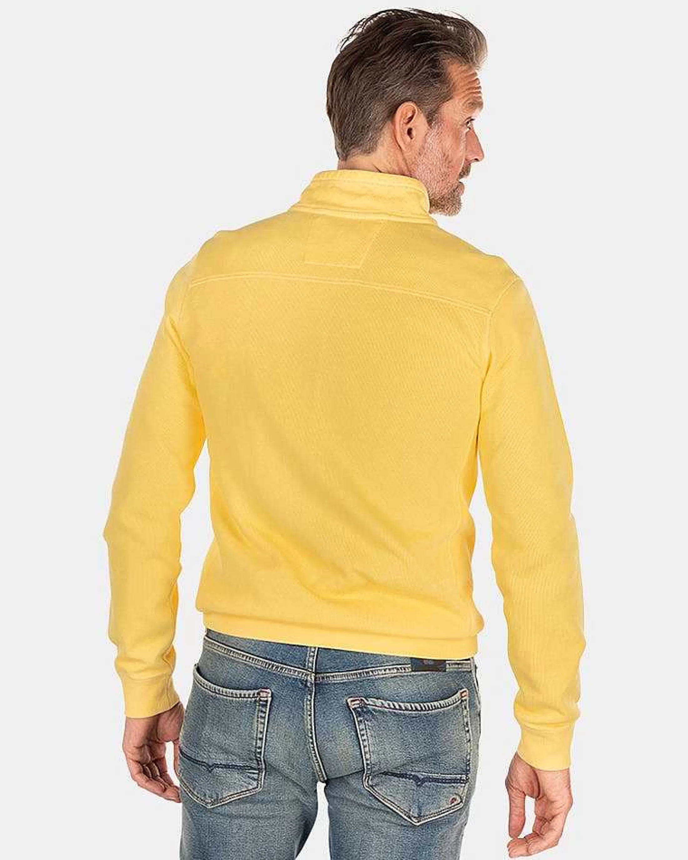 New NZA New Zealand Auckland Schlichter Baumwollpullover Mit Reisverschluss-Iguana Yellow