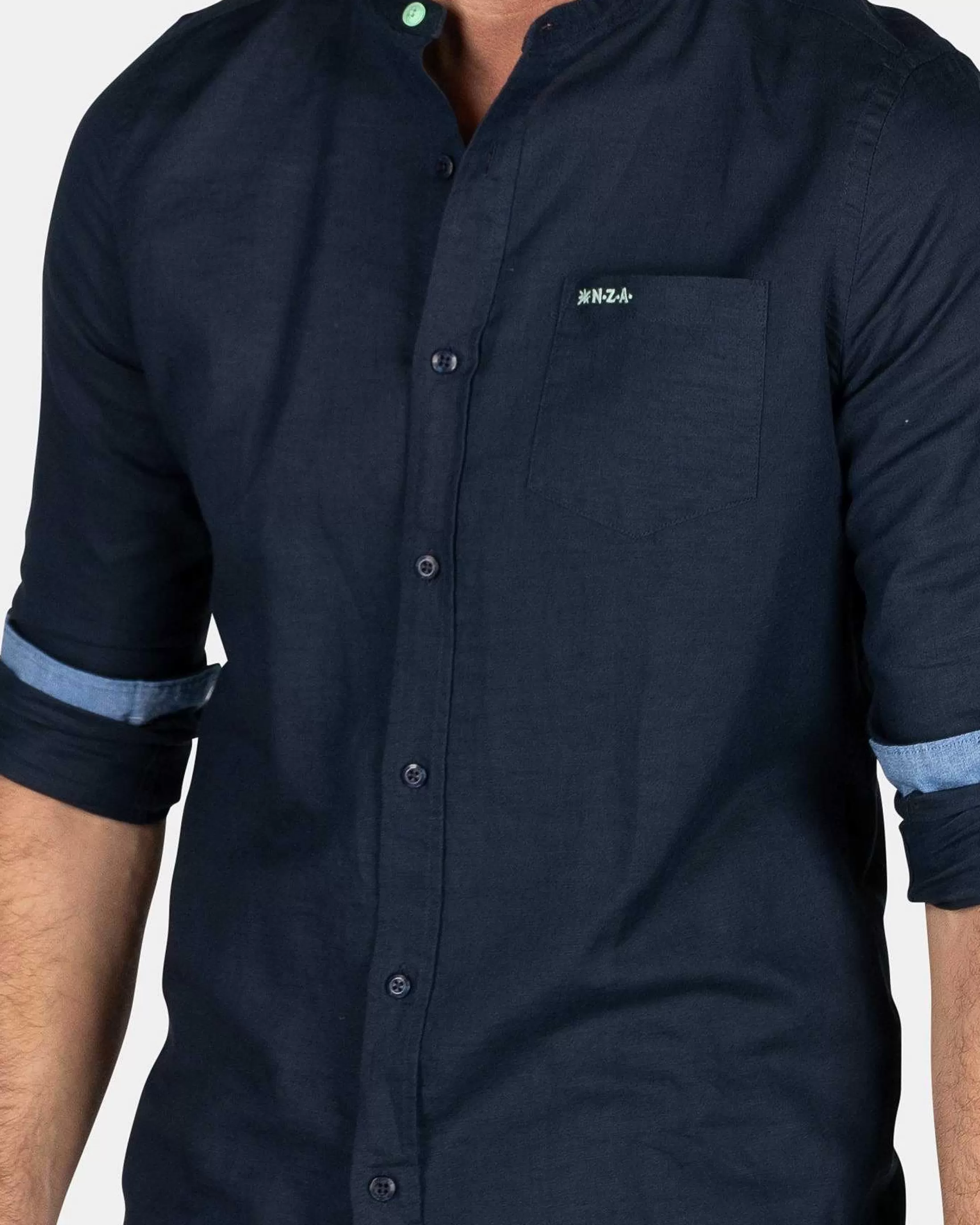 Shop NZA New Zealand Auckland Schlichtes Leinenhemd In Vielen Farben-Traditional Navy