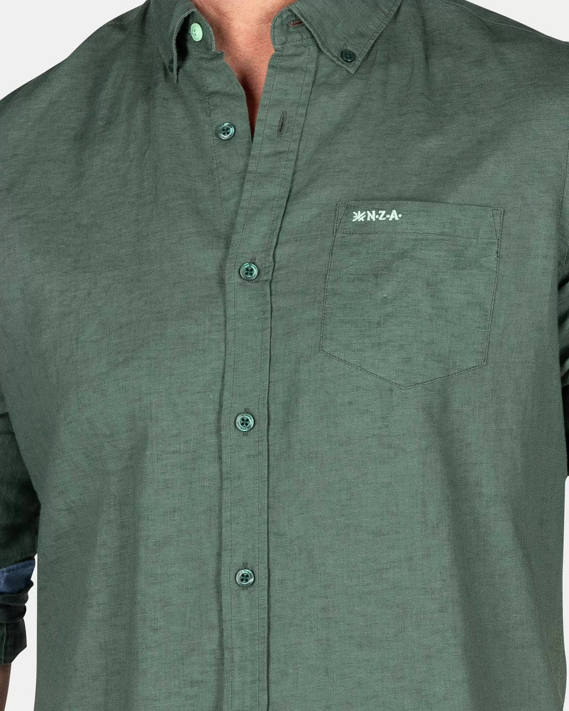 Hot NZA New Zealand Auckland Schlichtes Leinenhemd-Chalk Green