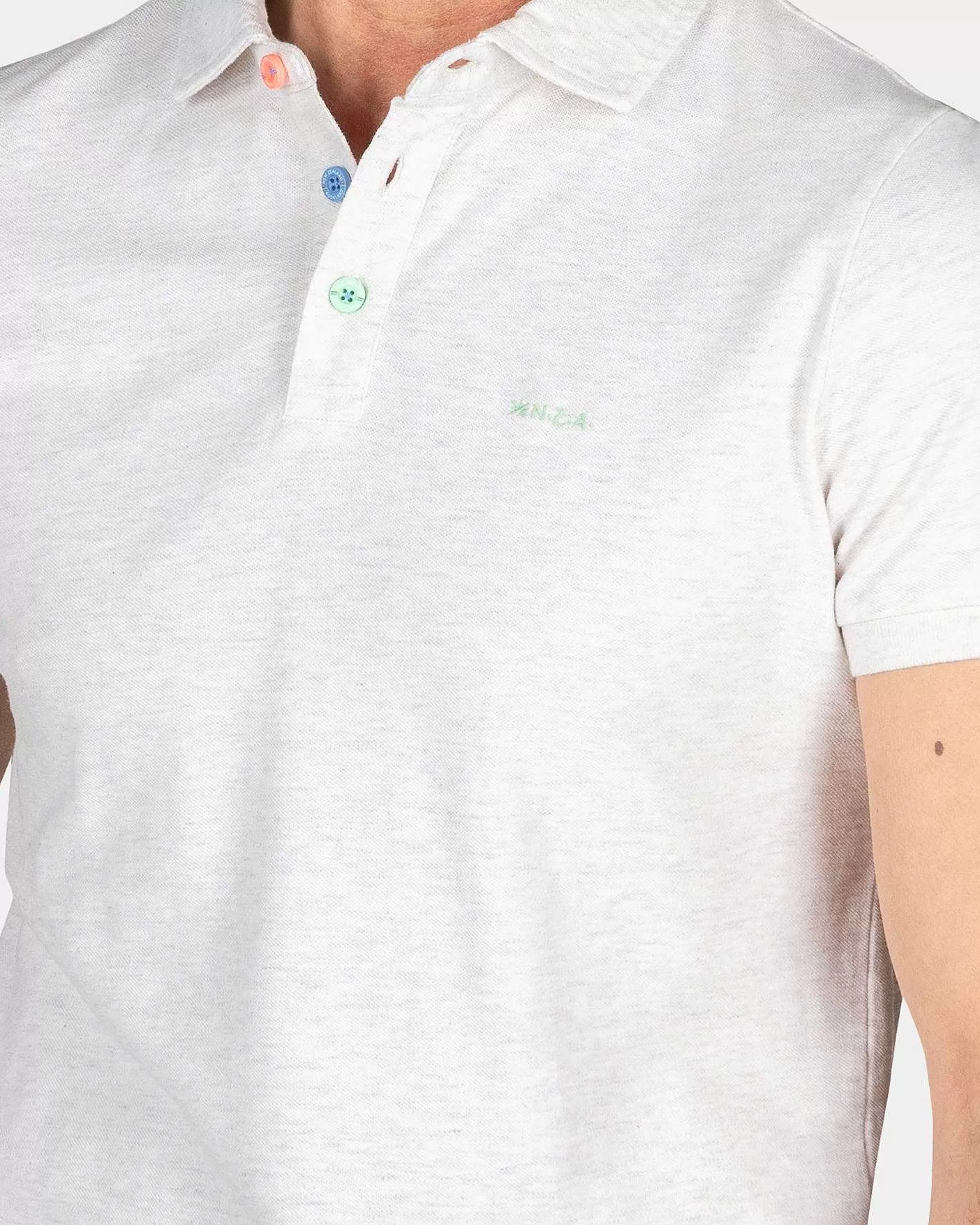 New NZA New Zealand Auckland Schlichtes Poloshirt Aus Baumwolle-Cream Melange