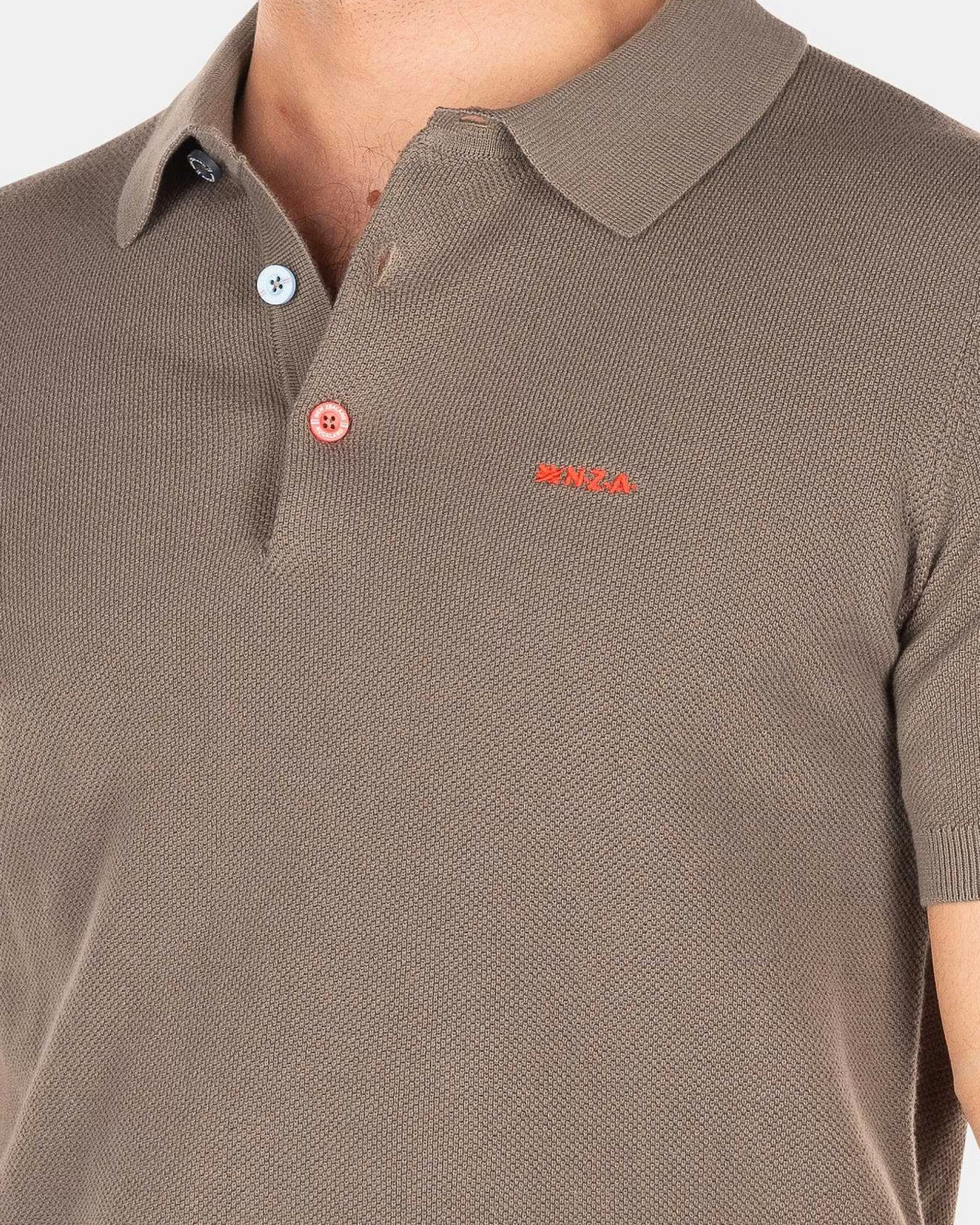 New NZA New Zealand Auckland Schlichtes Poloshirt Mit Kurzen Armeln-Misty Army
