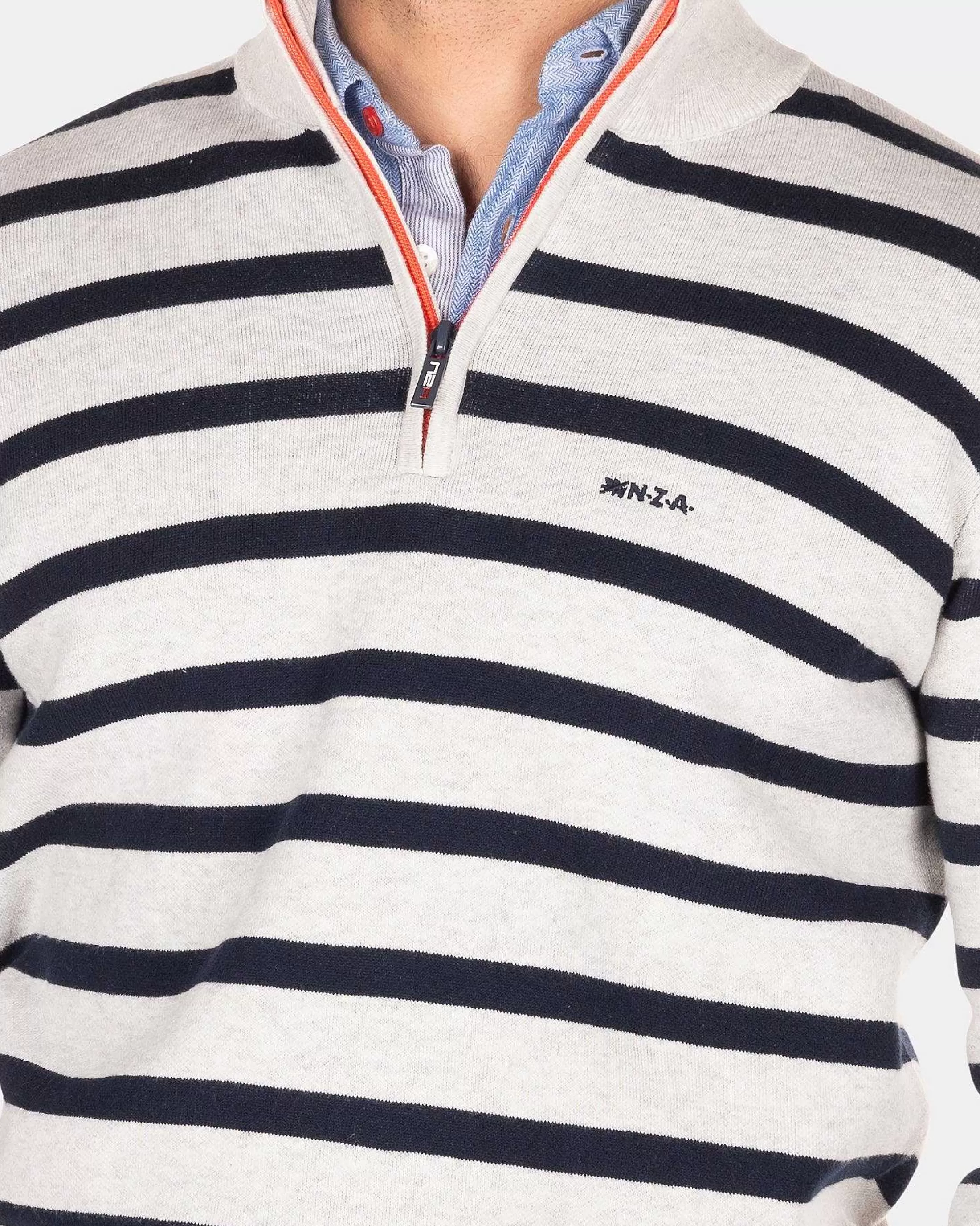 Best NZA New Zealand Auckland Weiser Pullover Mit Streifen-Shimmering Sand